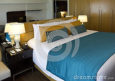 Hotel bedroom Stock Photo