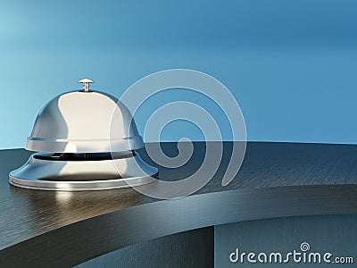 Hotel bell on the table. Reception Stock Photo