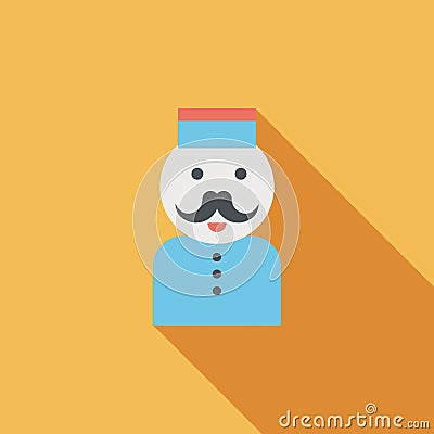 Hotel bellhop flat icon with long shadow Vector Illustration