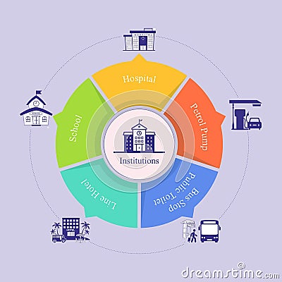 Clipart of 5 Block Info graphs Vector Illustration