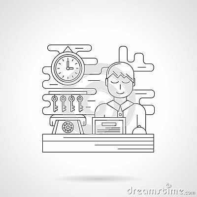 Hotel booking flat line icon Vector Illustration