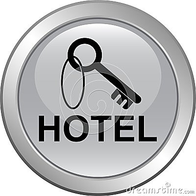 Hotel booking key icon web button Vector Illustration