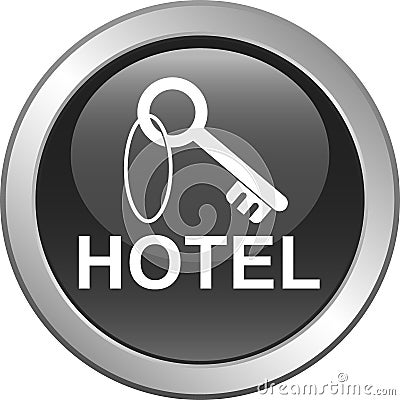 Hotel booking key icon web button Vector Illustration