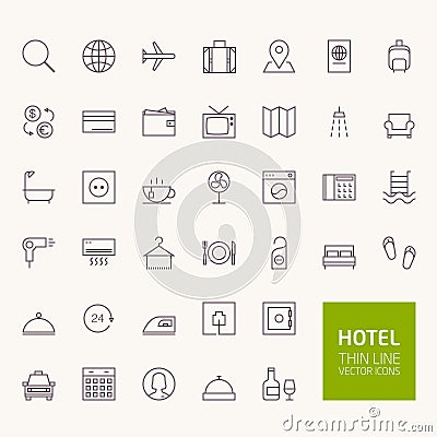 Hotel Booking Outline Icons Vector Illustration