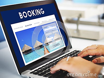 Hotel Booking Reservation Travel Reception Concept Stock Photo