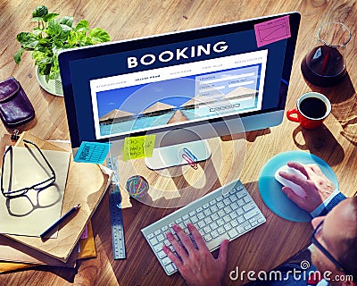 Hotel Booking Reservation Travel Reception Concept Stock Photo