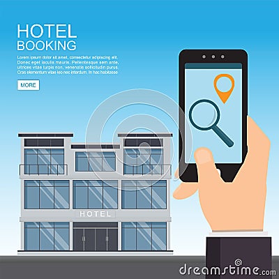 Hotel booking and search online Vector Illustration