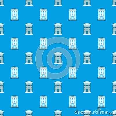 Hotel building pattern seamless blue Vector Illustration
