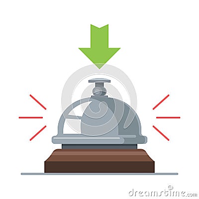 Hotel desk bell. sound from pressing a button. Vector Illustration