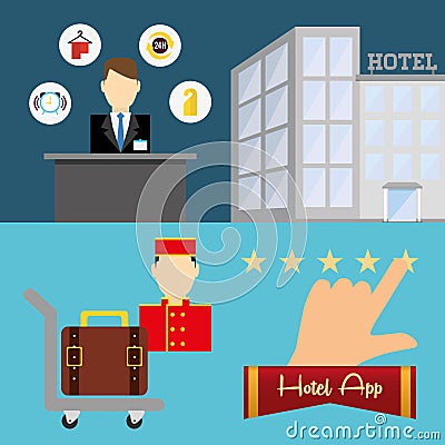 Hotel and digital apps design Vector Illustration