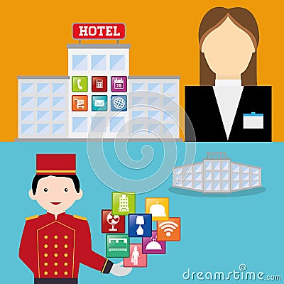 Hotel and digital apps design Vector Illustration