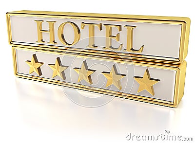 Hotel - Five gold stars Stock Photo