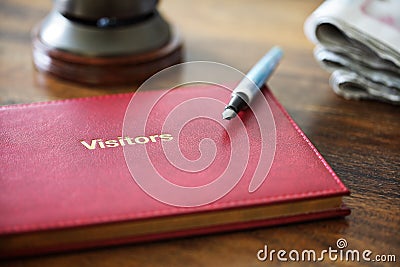 Hotel guest book Stock Photo