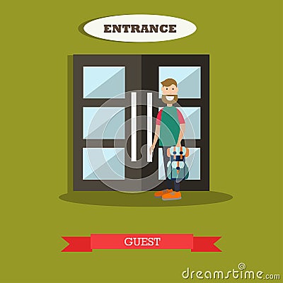 Hotel guest vector illustration in flat style Vector Illustration