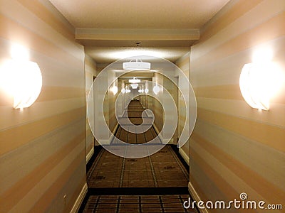 Hotel hallway long perspective corridor Stock Photo