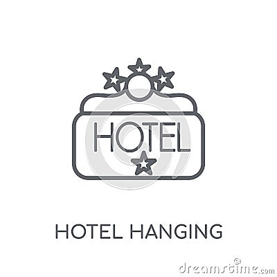 Hotel hanging signal of four stars linear icon. Modern outline H Vector Illustration