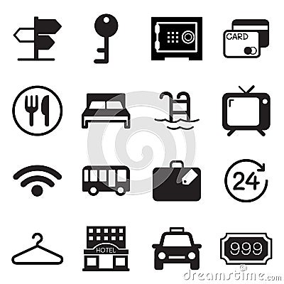 Hotel & hostel icons set Vector Illustration