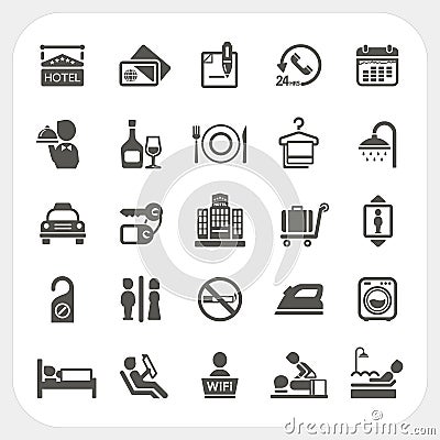 Hotel and Hotel Services icons set Vector Illustration