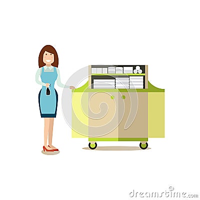 Hotel housemaid vector illustration in flat style Vector Illustration