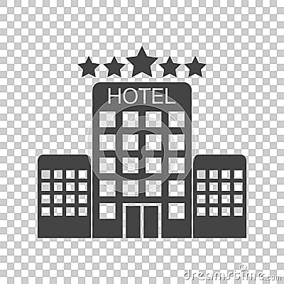 Hotel icon on isolated background. Simple flat pictogram for bus Vector Illustration