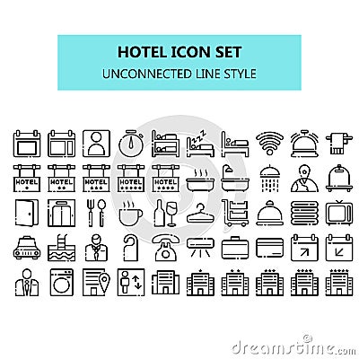 Hotel icon set in pixel perfect. unconnected line icons style Vector Illustration