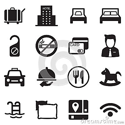 Hotel icon set Cartoon Illustration