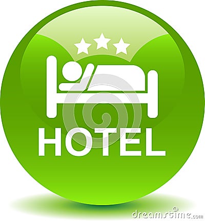 Hotel icon web button Vector Illustration