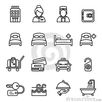 Hotel icons set 1. Vector Illustration