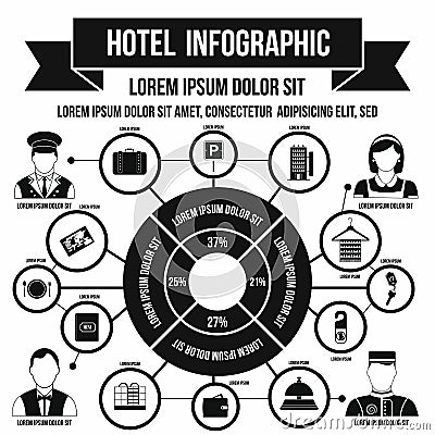 Hotel infographic, simple style Vector Illustration