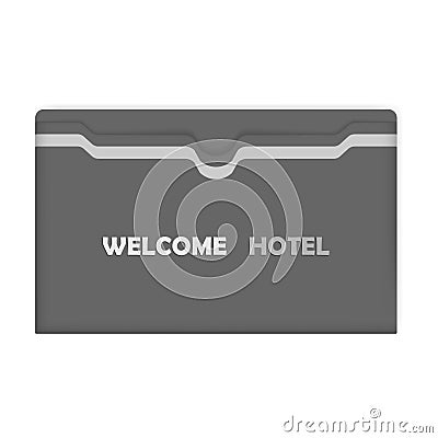 Hotel key card holder - horizontal gray sleeve envelope with top slot Vector Illustration