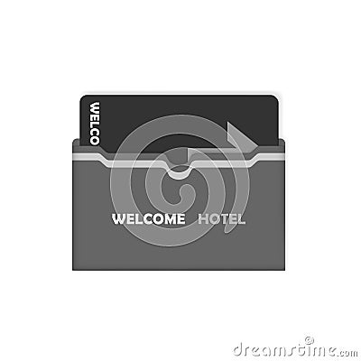 Hotel key card inside horizontal keycard sleeve holder vector template Vector Illustration