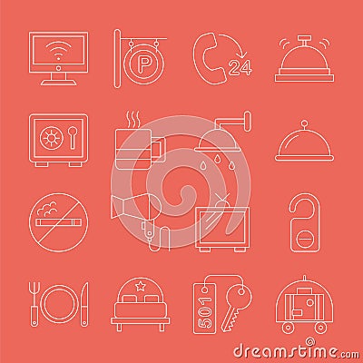 Hotel line icon set Vector Illustration