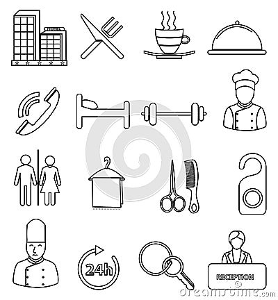 Hotel line icons set Vector Illustration