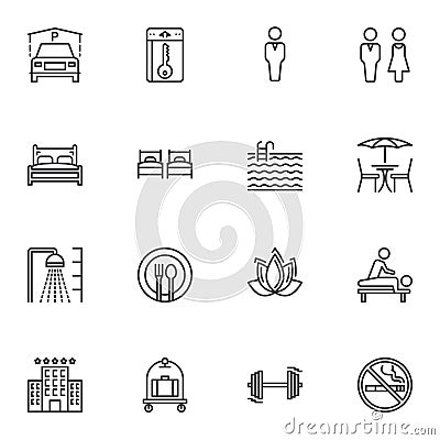 Hotel line icons set Vector Illustration