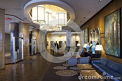 Hotel lobby of Four Seasons Vancouver Editorial Stock Photo