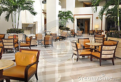 Hotel lobby hall interior Stock Photo