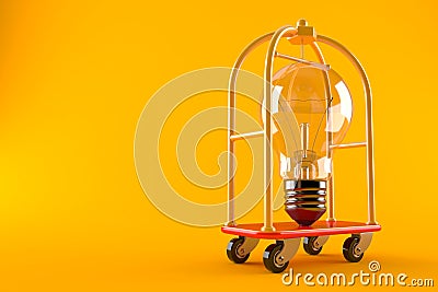 Hotel luggage cart with Light bulb Cartoon Illustration