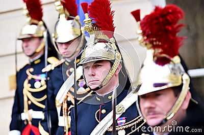 Hotel Matignon Republican Guards of honor Editorial Stock Photo