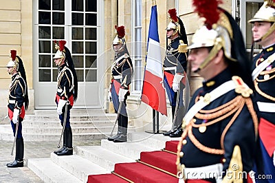 Hotel Matignon Republican Guards of honor Editorial Stock Photo