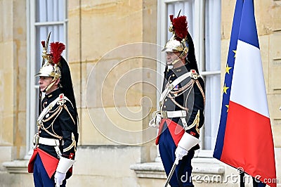 Hotel Matignon Republican Guards of honor Editorial Stock Photo