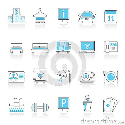 Hotel, motel and accommodation icons Vector Illustration