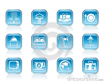 Hotel, motel and holidays icons Vector Illustration