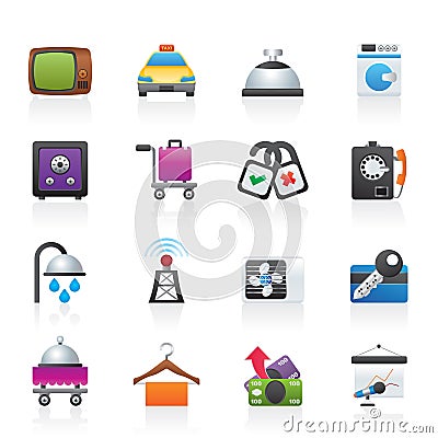 Hotel and motel room facilities icons Vector Illustration