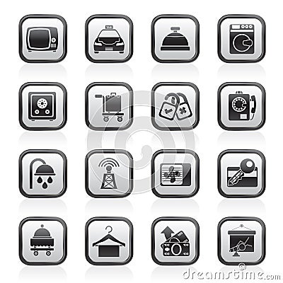 Hotel and motel room facilities icons Vector Illustration