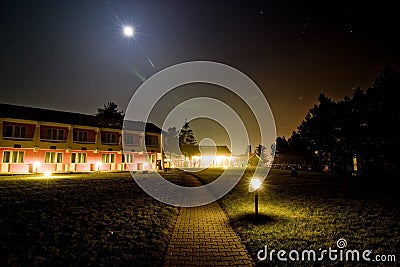 Hotel at Night Stock Photo