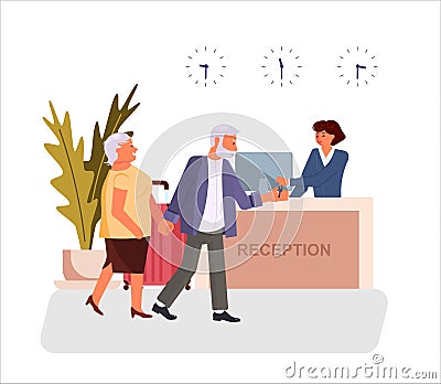 Hotel receptionist gives the key Vector Illustration