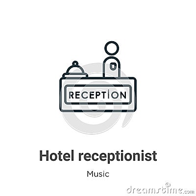 Hotel receptionist outline vector icon. Thin line black hotel receptionist icon, flat vector simple element illustration from Vector Illustration