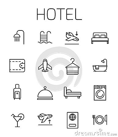 Hotel related vector icon set Vector Illustration