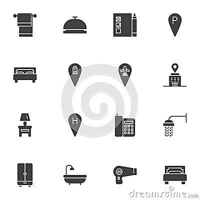 Hotel related vector icons set Vector Illustration