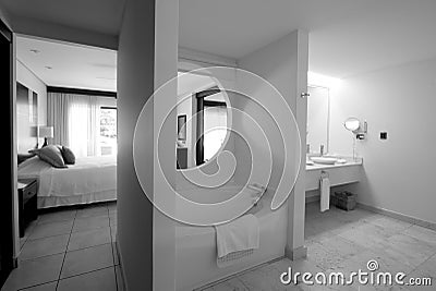 Hotel resort bathroom with jacuzzi Stock Photo
